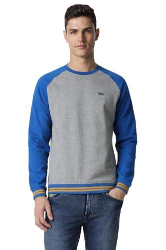 peter england men's polycotton asymmetric neck sweatshirt (pjstaslfz41250_grey