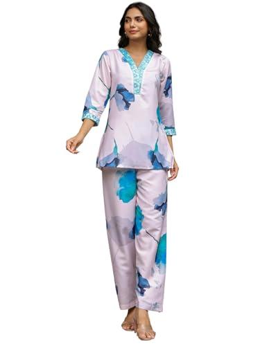 leriya fashion ethnic co ord set for women kurta set for women | 2 piece kurta set | kurta with pant for women | co-ord set (medium, off white)