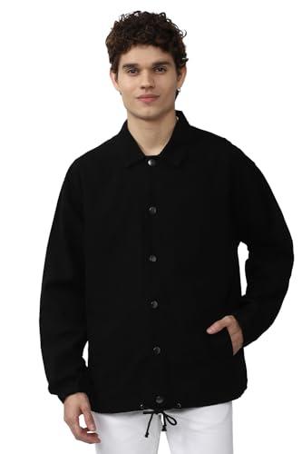 forever 21 men's a-line coat (459887_black