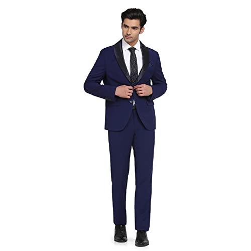 blackberrys structured polyester viscose slim fit mens work wear suit (navy, 38)