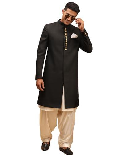 vastramay men's black and cream viscose sherwani set-sf2_vasmsw029blnk091crnptycr_36