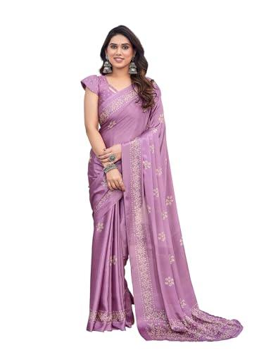 yashika women's elegant chiffon saree with blouse material - embrace trendy style and timeless elegance in this exquisite attire (az-ys-p1-utisha purple)