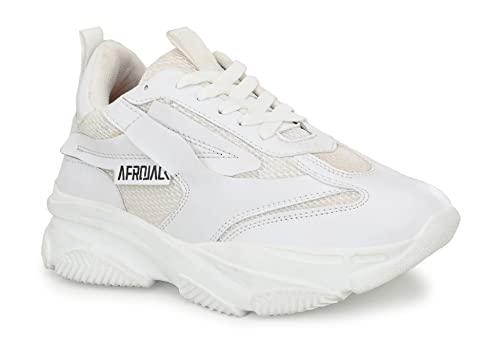 afrojack womens casual shoes | sneakers | lace up| lightweight shoes 570 (white, numeric_4)