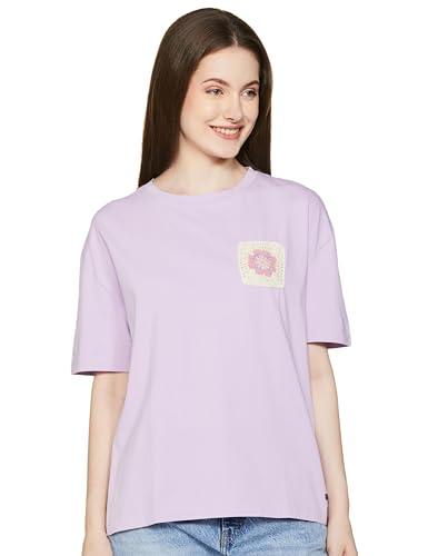 pepe jeans women's oversized fit t-shirt (pl505783_lilac purple