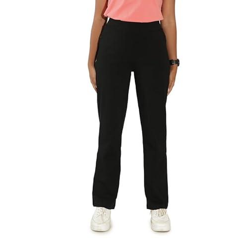 blissclub women am pm cotton straight pants | wide waistband | high rise | drawstring | 2 pockets