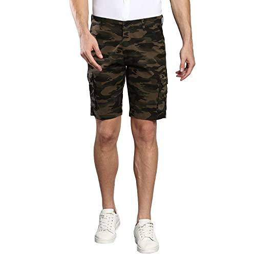 dennis lingo mens olive slim fit mid rise casual cotton cargo shorts (b902_n-olive_30)