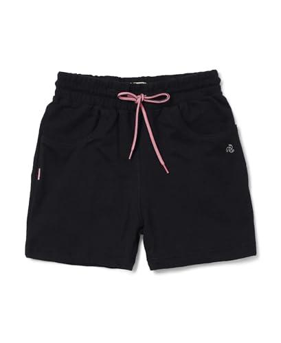 jockey girls super combed cotton french terry regular fit shorts with front pockets & drawstring closure_style_ag04_black_9-10 yrs