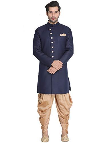 vastramay men's navy blue silk blend sherwani set_vasmiw001nbncdrg_44