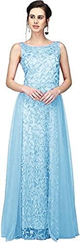 jesani creation women's net embroidery aline-flered gown dress for women full stitched gown ready to wear.(all over-sky-xxl)