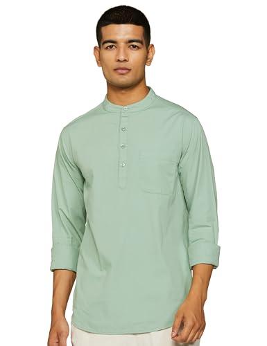 amazon brand - symbol men's solid regular casual shirt (az-sy-rm-06_krtplkt_granite green large)