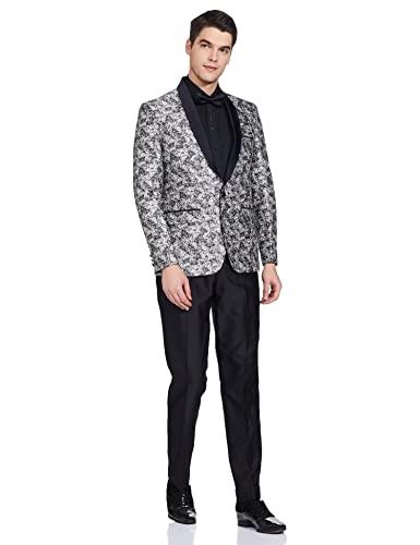 ethnix men's rose digital print bw suit with shirt blazer (rtje00047-t0_white_100