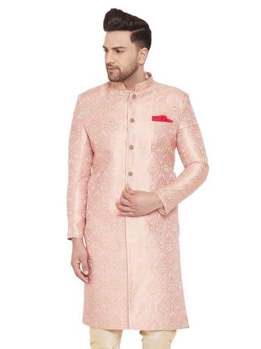 vastramay men's pink silk blend sherwani for men i royal sherwani in pure brocade jacquard fabric i festive party wedding collection for men_vasmsw126pn_38