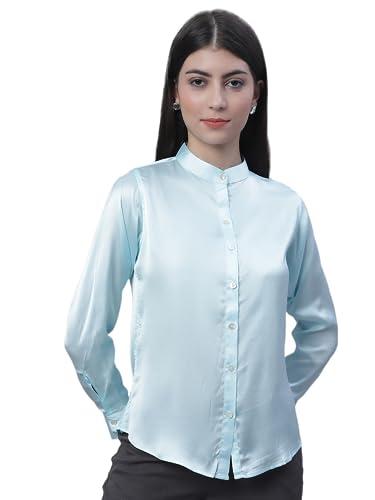 jainish women solid shirt style top (sky, m)