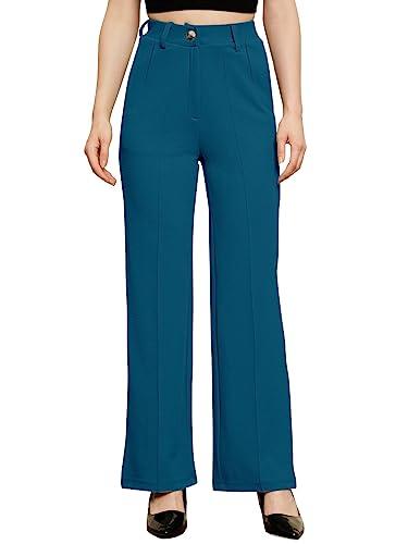 ausk solid trouser/pant for womens color- teal (xx-large) relaxed fit