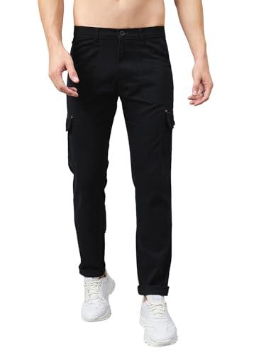 studio nexx men's straight fit black cotton cargo trouser - ct01_black_32