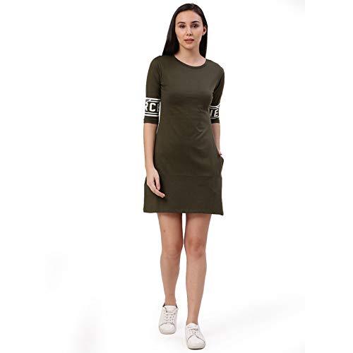 free authority wonder woman printed regular fit olive cotton women's dress