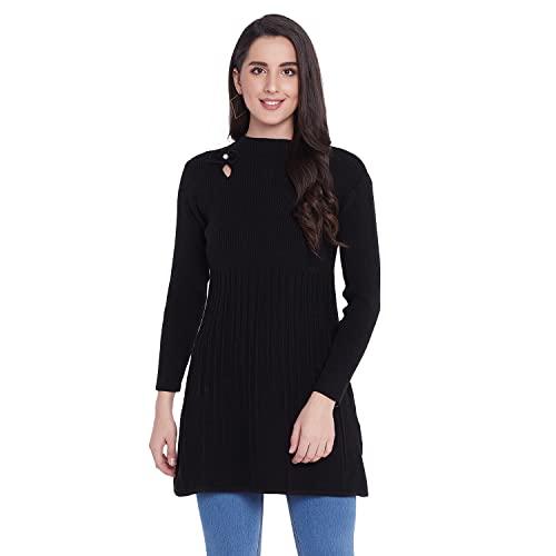 duke women's casual wool blend sweater (sds961_black_l