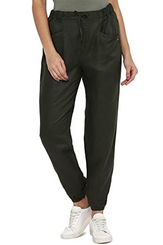 allen solly solid viscose regular fit womens trousers (charcoal, 34)