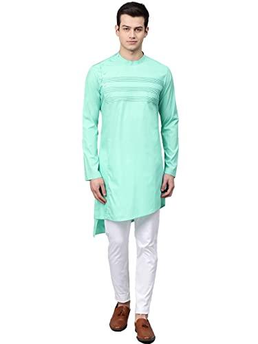 see designs sea green & white cotton regular fit embroidered kurta set yoke designs_sdmdwkt80201xs