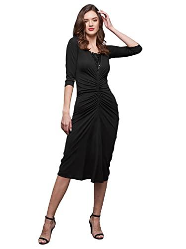 miss chase women's black embellished sheath midi dress (mcaw21d13-21-62-03, black, s)