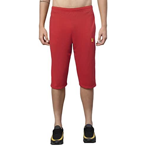 vimal jonney red regular fit cotton capri for men-d13_red_01-xl