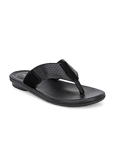 san frissco men's sandal textured with open toe/ultra soft lightweight durable chappal for outdoor use/festive ethnic wedding slip on slippers for men - 6 (black)