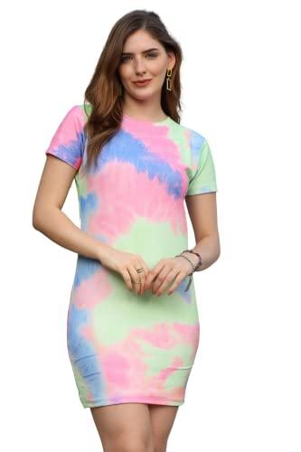 leriya fashion party dresses for women choker multicolor bodycon mini wrap dress (xxx-large, pink)