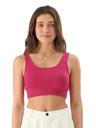 the souled store solids: rasberry women and girls pull on cotton blend bralette top