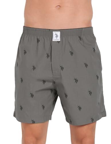 u.s. polo assn. men signature logo pure cotton i021 relaxed boxers - pack of 1 (grey, m)