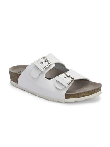 afrojack orginal leather sandals | casual sliders for womens sw425 (white)