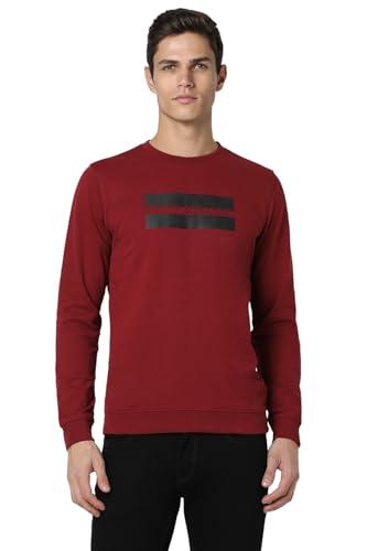 peter england men's polycotton asymmetric neck sweatshirt (pjstaslfe84943_maroon