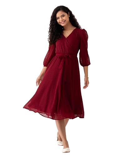 aask women fancy & solid maroon color designer dress for women