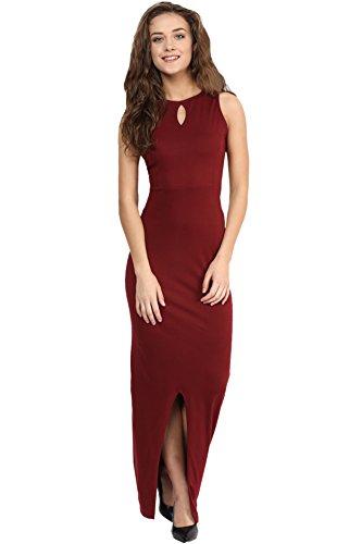 miss chase women's sleeveless round neck slim fit long dress with a slit(mcss16d05-50-64-03, maroon, small)