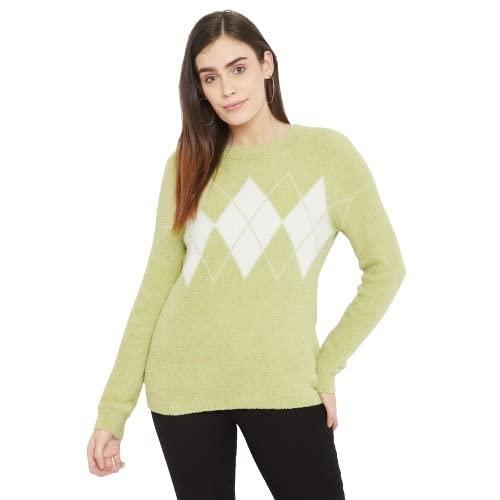 madame women green argyle pattern sweater