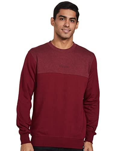 amazon brand - symbol men's crew neck sweatshirt (sy-a22-sw-09_vintage maroon mel_m)