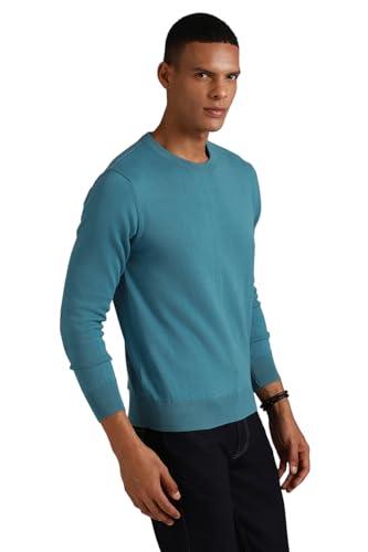 high star men's cotton round neck sweater (hsmsww23107rdnf_lb_blue