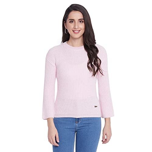 duke women's casual wool blend sweater (sds984_l.pink_xl