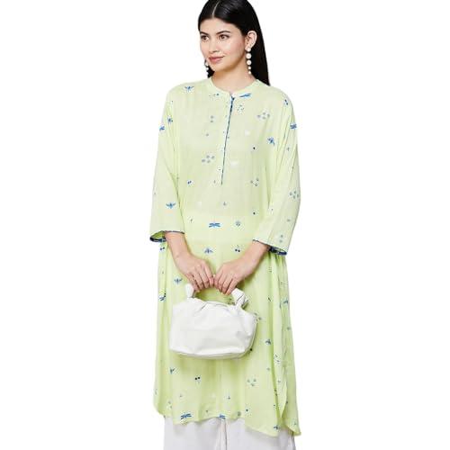 melange by lifestyle women's viscose regular kurta (1000013285815 green