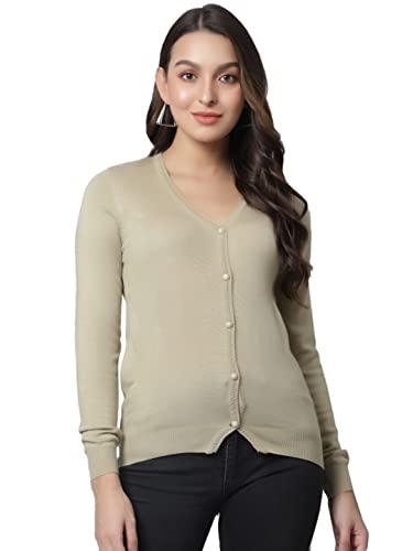 crozo by cantabil women's wool v-neck sweater (czwl4313_beige