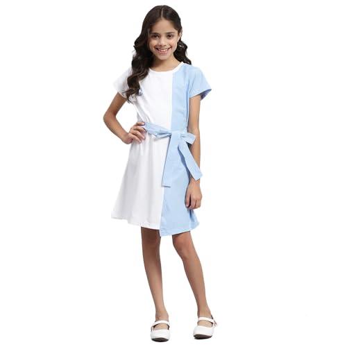 monte carlo girls blue striped round neck half sleeve dress (524064868-1-34)