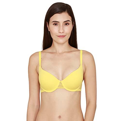 zivame women's cotton blend wired classic t-shirt bra (zi1101corebyelw0034c_yellow_34c)