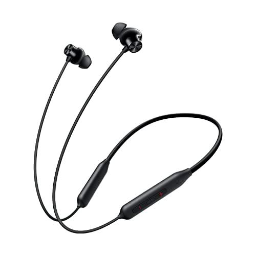 oneplus bullets z2 bluetooth wireless in ear earphones with mic, bombastic bass - 12.4 mm drivers, 10 mins charge - 20 hrs music, 30 hrs battery life, ip55 dust and water resistant (magico black)