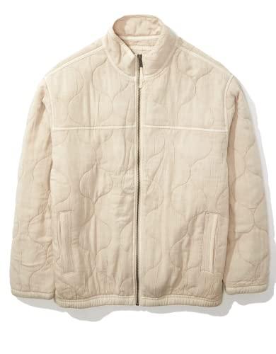 american eagle women's quilted bomber jacket, cream, m