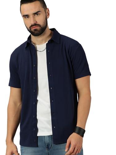 gespo men shirt || valetino fabric half sleeve shirts for mens (color-navy blue)