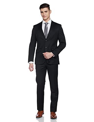 raymond wool blend men's full sleeve contemporary fit black formal suit (rpdc01632-k9 112)