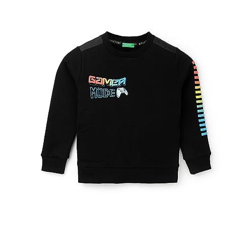 united colors of benetton regular fit round neck printed sweatshirt (size: 7-8 years)-23a3044caz17i100 black