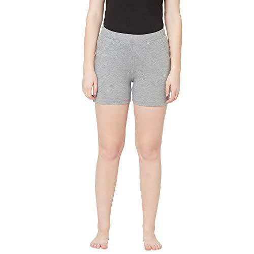 sweet dreams women's cotton solid shorts (f-llb-1197a_grey mel_m)