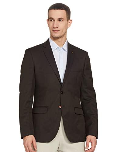 raymond wool blend men's full sleeve slim fit dark brown formal suit (rmds01437-o6 96)