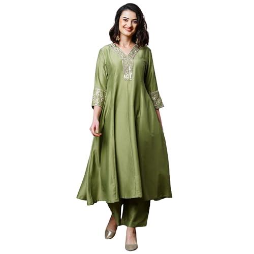 globus women kurta set (3641527004_olive_xl)