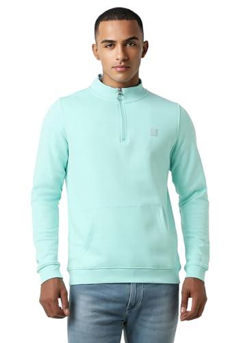 peter england men's polycotton asymmetric neck sweatshirt (pjstargf629319_blue